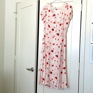 Reformation size 6 white and red floral midi dress